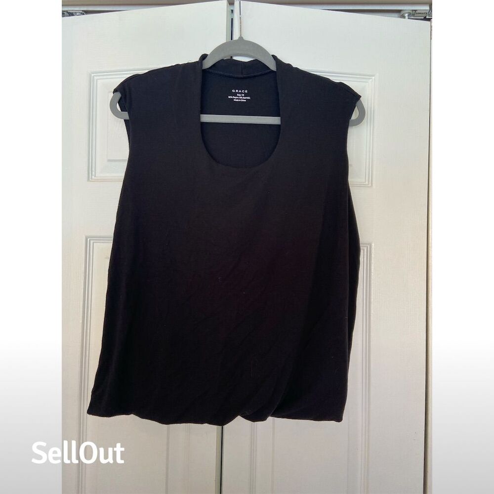 Grace Women's Black Sleeveless Tank Top Size 1 Casual Solid